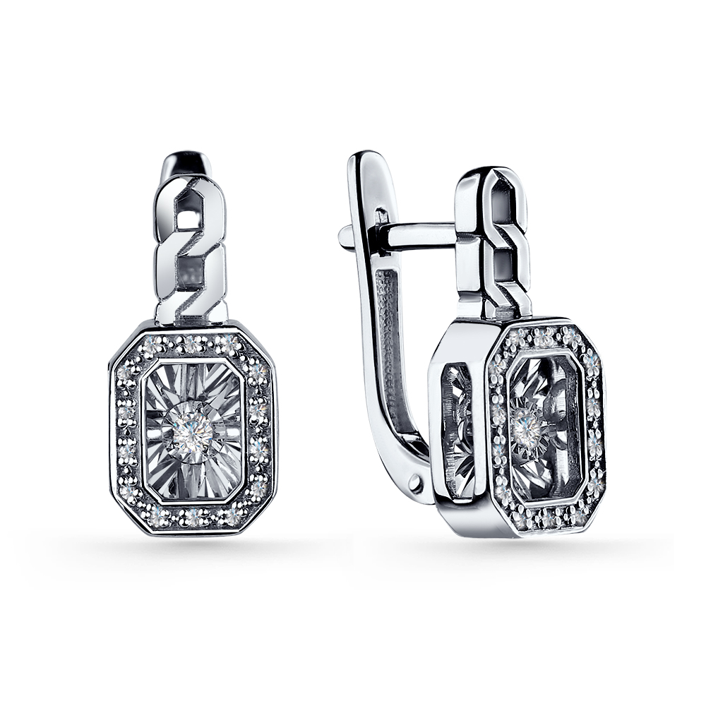 Серьги из белого золота с бриллиантам Ювелирное изделие - Серьги из белого золота с бриллиантам в магазине Best-Gold 139913