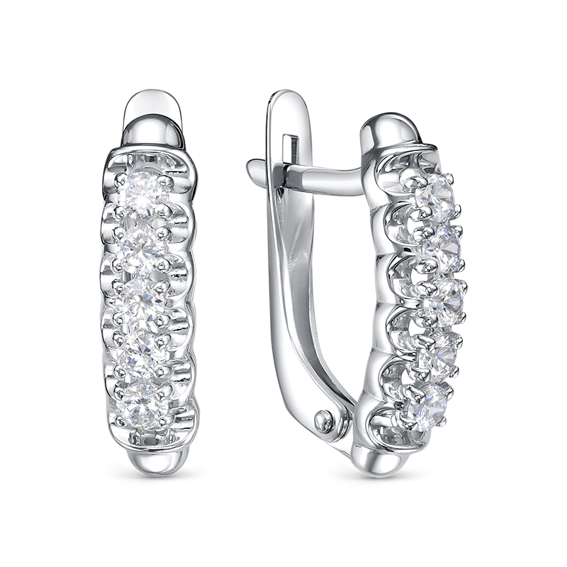 Серьги из серебра с фианитами