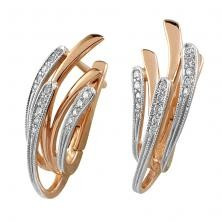 Серьги из комбинированного золота с фианитами Ювелирное изделие - Серьги из комбинированного золота с фианитами в магазине Best-Gold 030433