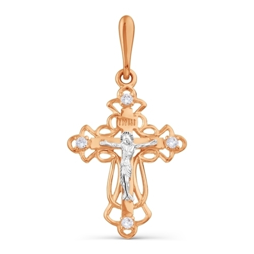 Крест из красного золота с фианитами Ювелирное изделие - Крест из красного золота с фианитами в магазине Best-Gold 021605