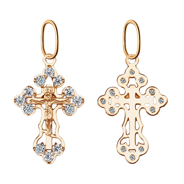 Крест из красного золота с фианитами Ювелирное изделие - Крест из красного золота с фианитами в магазине Best-Gold 123364