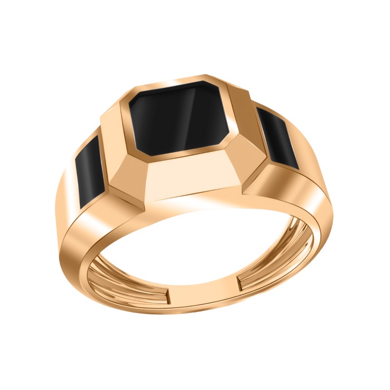 Печатка мужская из красного золота с ониксом Ювелирное изделие - Печатка мужская из красного золота с ониксом в магазине Best-Gold 155949