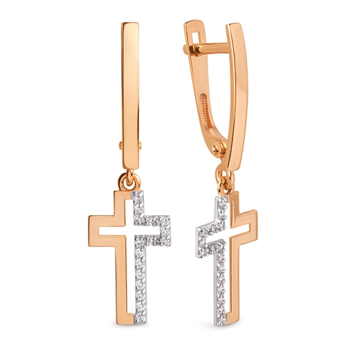 Серьги в красном золоте с фианитами Ювелирное изделие - Серьги в красном золоте с фианитами в магазине Best-Gold 044726