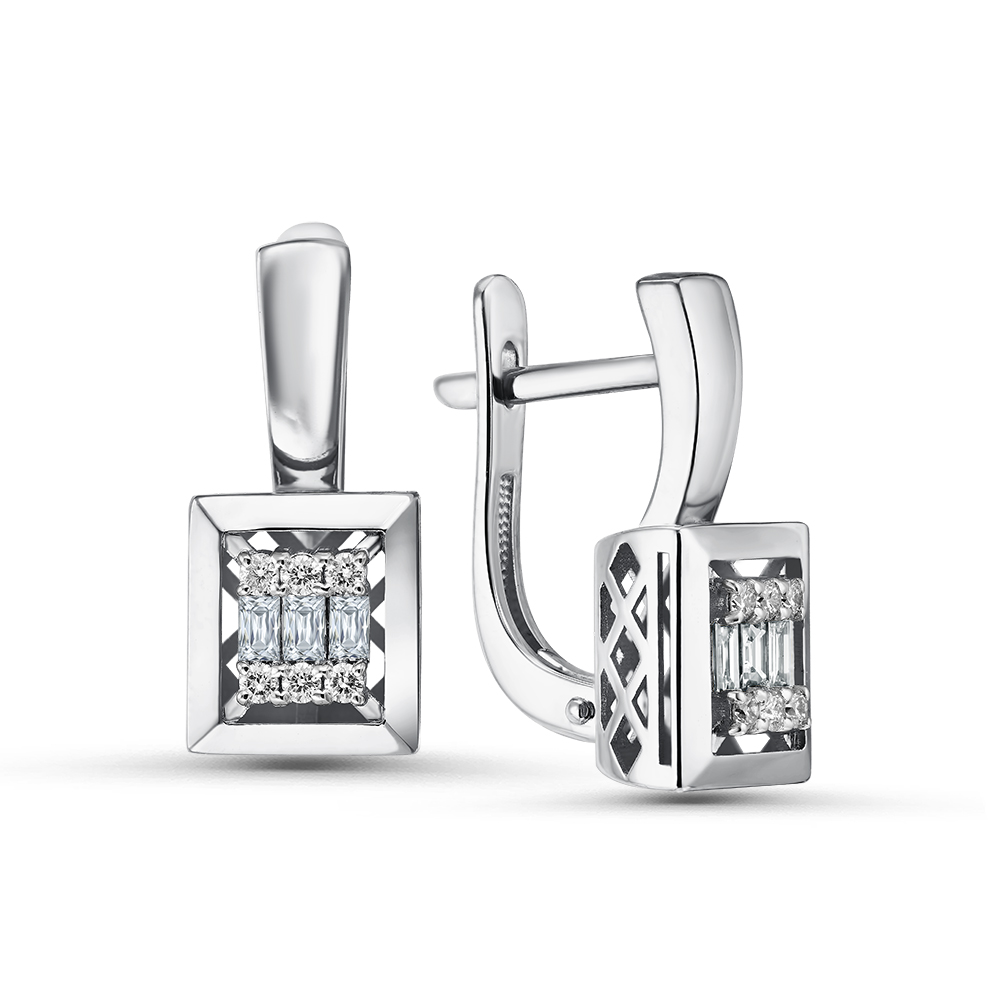 Ювелирное изделие - Серьги из белого золота с бриллиантами в магазине Best-Gold 142071