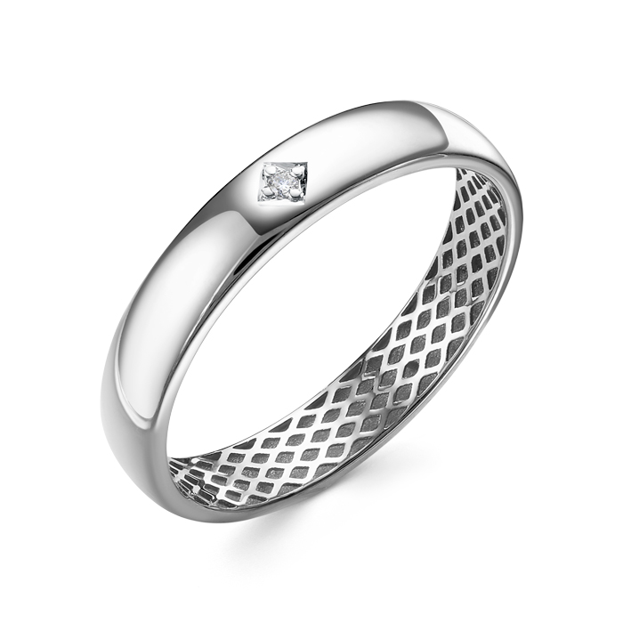 Ювелирное изделие - Обручальное кольцо из белого золота с бриллиантом в магазине Best-Gold 035345