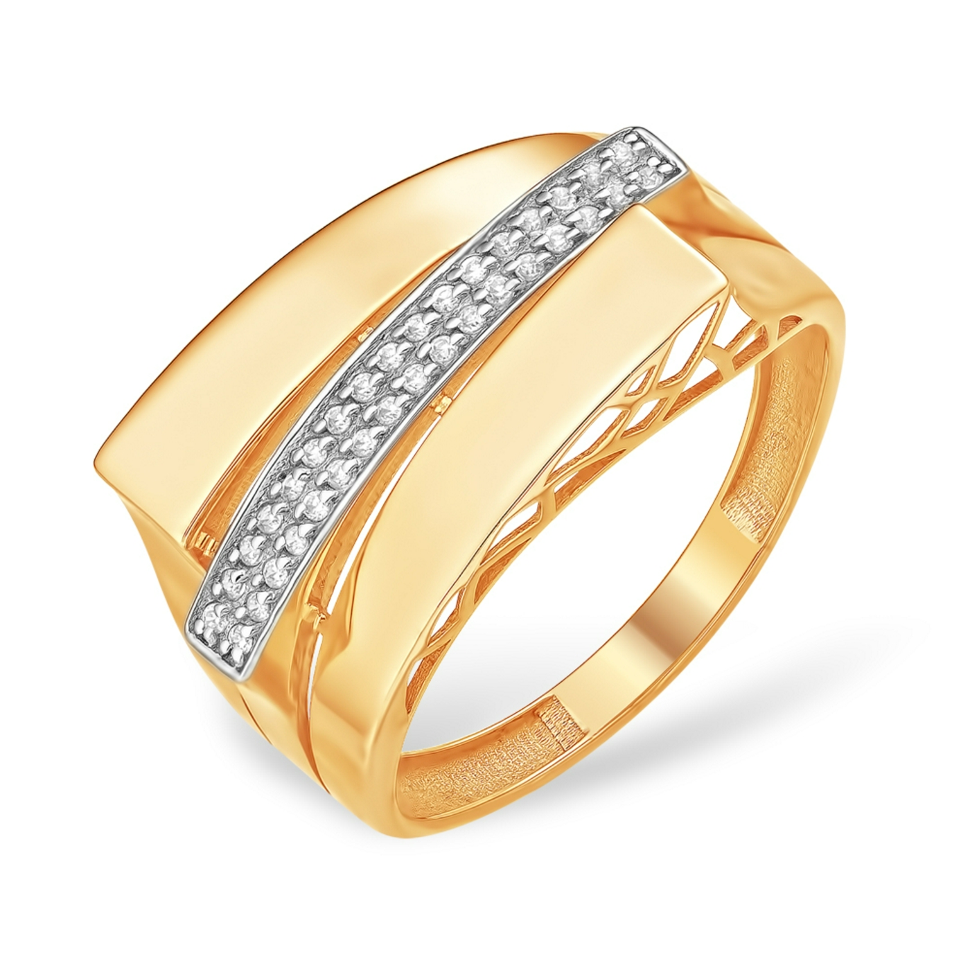 Ювелирное изделие - Кольцо из красного золота с фианитами в магазине Best-Gold 152029