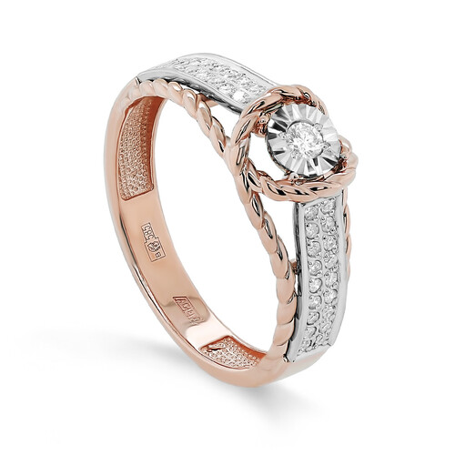 Кольцо из красного золота с бриллиантами Ювелирное изделие - Кольцо из красного золота с бриллиантами в магазине Best-Gold 056790