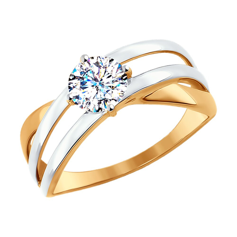 Кольцо из комбинированного золота с фианитами Ювелирное изделие - Кольцо из комбинированного золота с фианитами в магазине Best-Gold 121892