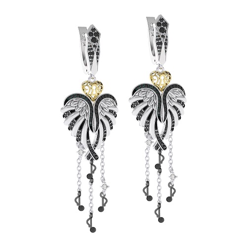 Ювелирное изделие - Серьги из белого золота с бриллиантами в магазине Best-Gold 127469