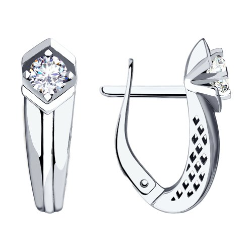 Серьги из белого золота с фианитами Ювелирное изделие - Серьги из белого золота с фианитами в магазине Best-Gold 041060