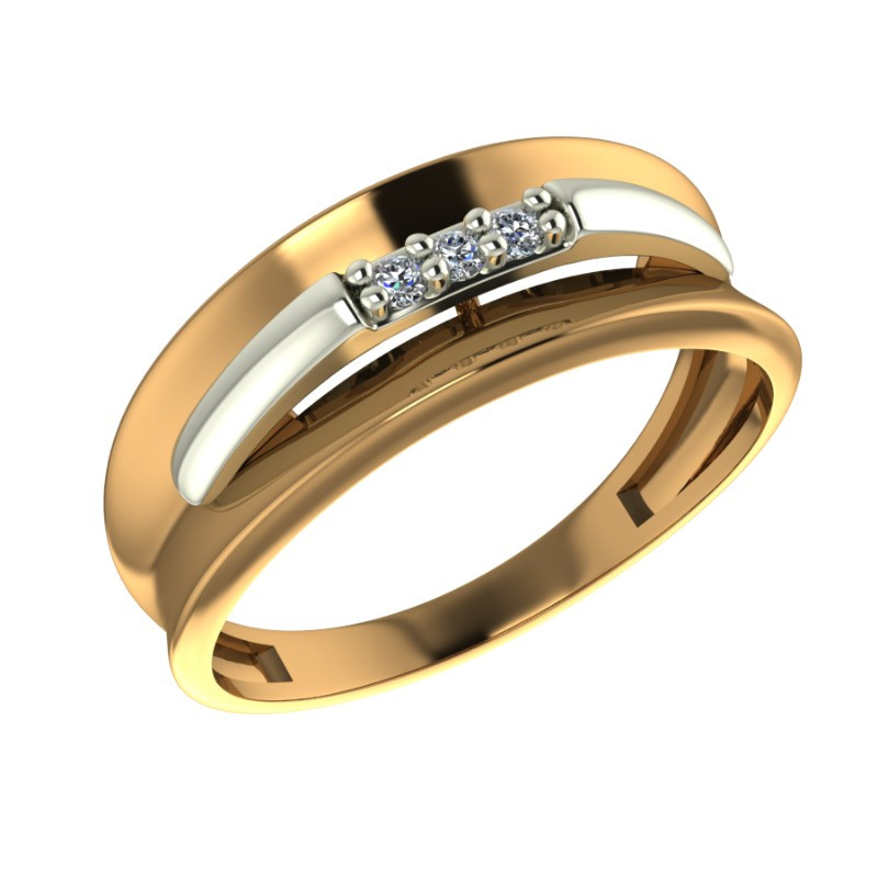 Кольцо из комбинированного золота с фианитами Ювелирное изделие - Кольцо из комбинированного золота с фианитами в магазине Best-Gold 030411
