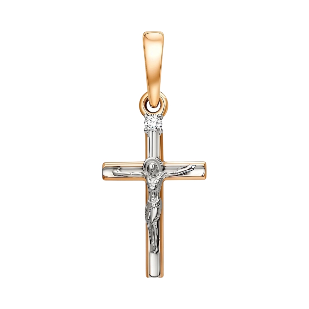 Крест из красного золота с бриллиантом Ювелирное изделие - Крест из красного золота с бриллиантом в магазине Best-Gold 156087