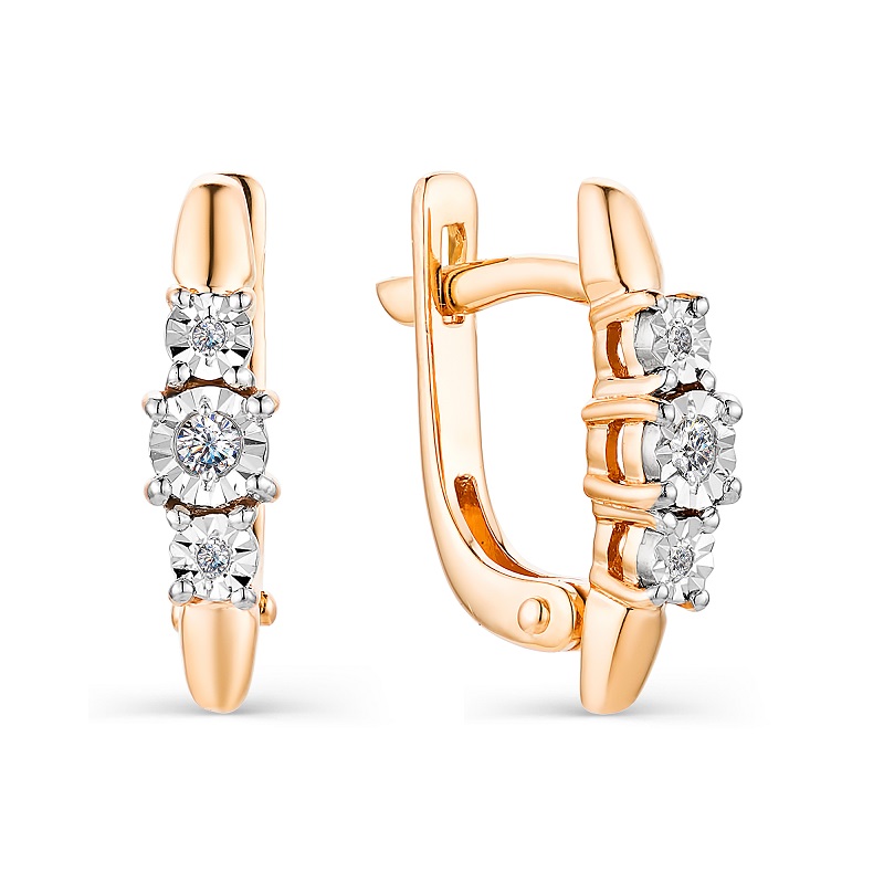 Серьги из красного золота с бриллиантами Ювелирное изделие - Серьги из красного золота с бриллиантами в магазине Best-Gold 016360