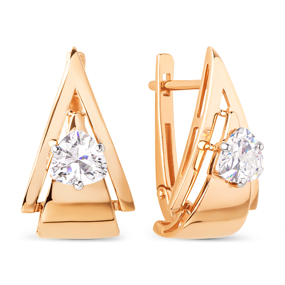 Серьги из красного золота с фианитами Ювелирное изделие - Серьги из красного золота с фианитами в магазине Best-Gold 145649