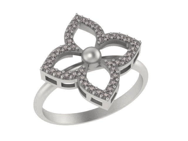 Кольцо из белого золота с чёрными бриллиантами Ювелирное изделие - Кольцо из белого золота с чёрными бриллиантами в магазине Best-Gold 029806