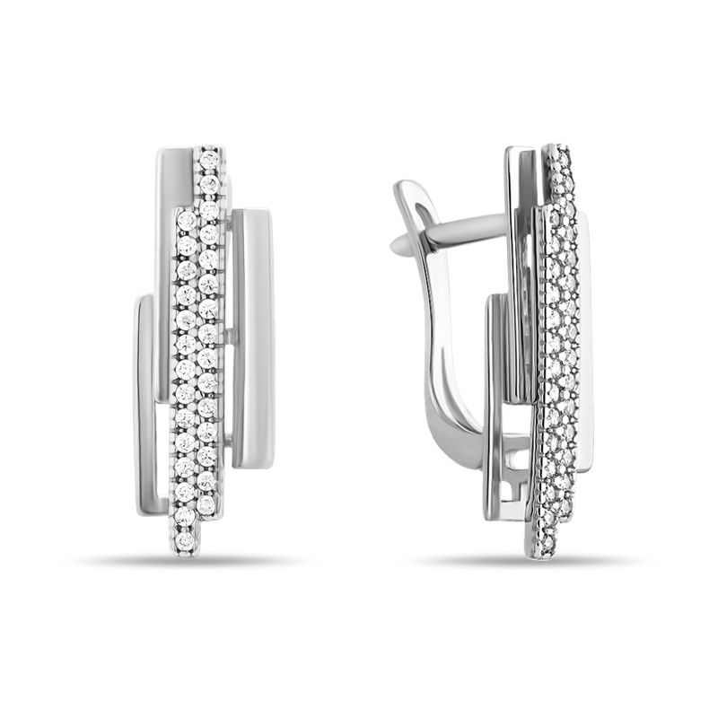 Серьги из белого золота с фианитами Ювелирное изделие - Серьги из белого золота с фианитами в магазине Best-Gold 146353