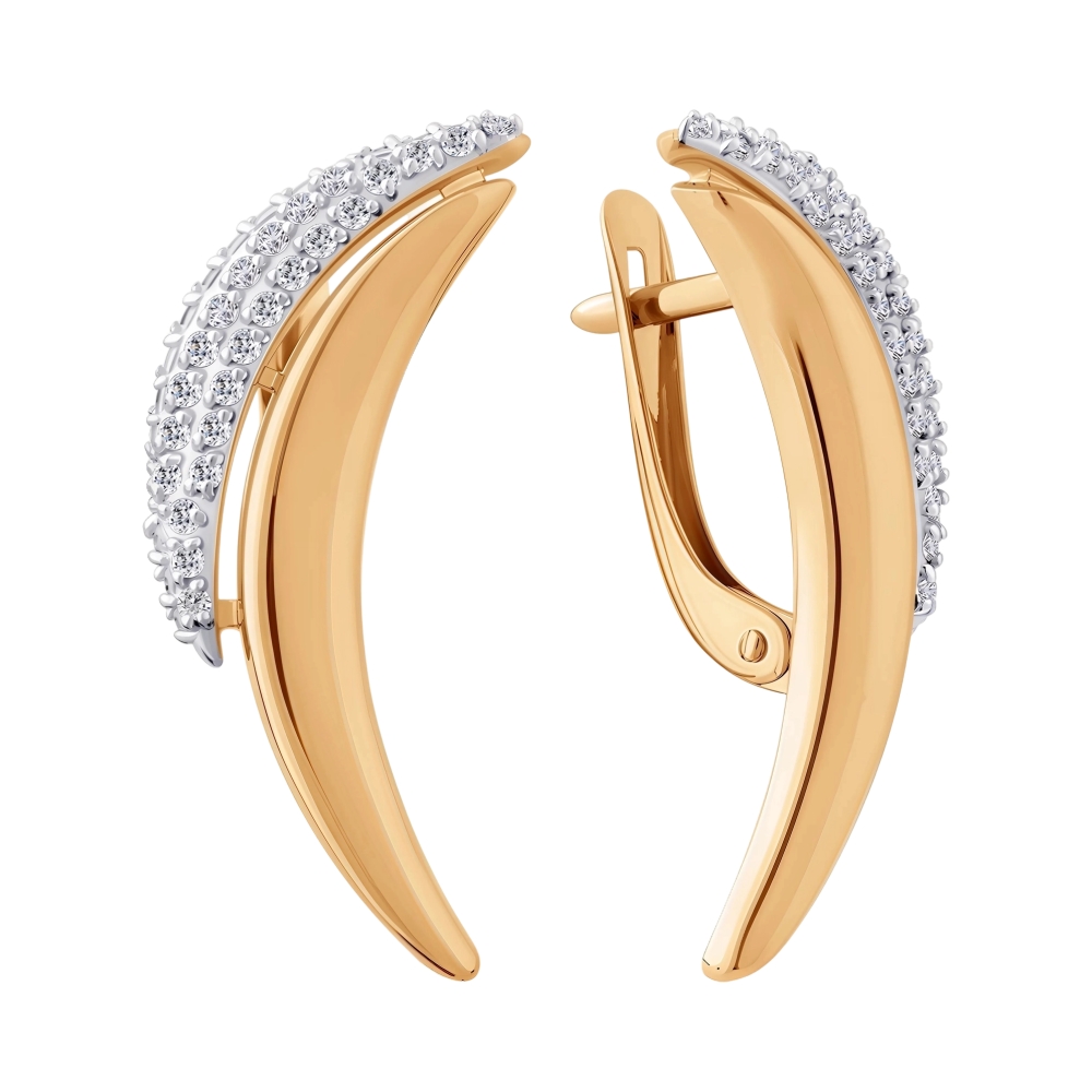 Серьги из красного золота с фианитами Ювелирное изделие - Серьги из красного золота с фианитами в магазине Best-Gold 155409