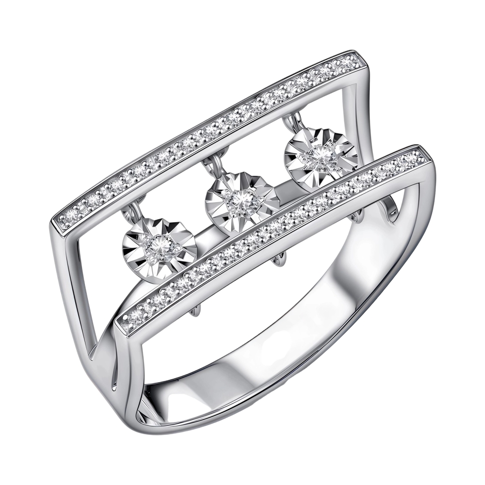 Ювелирное изделие - Кольцо из белого золота с бриллиантами в магазине Best-Gold 157305