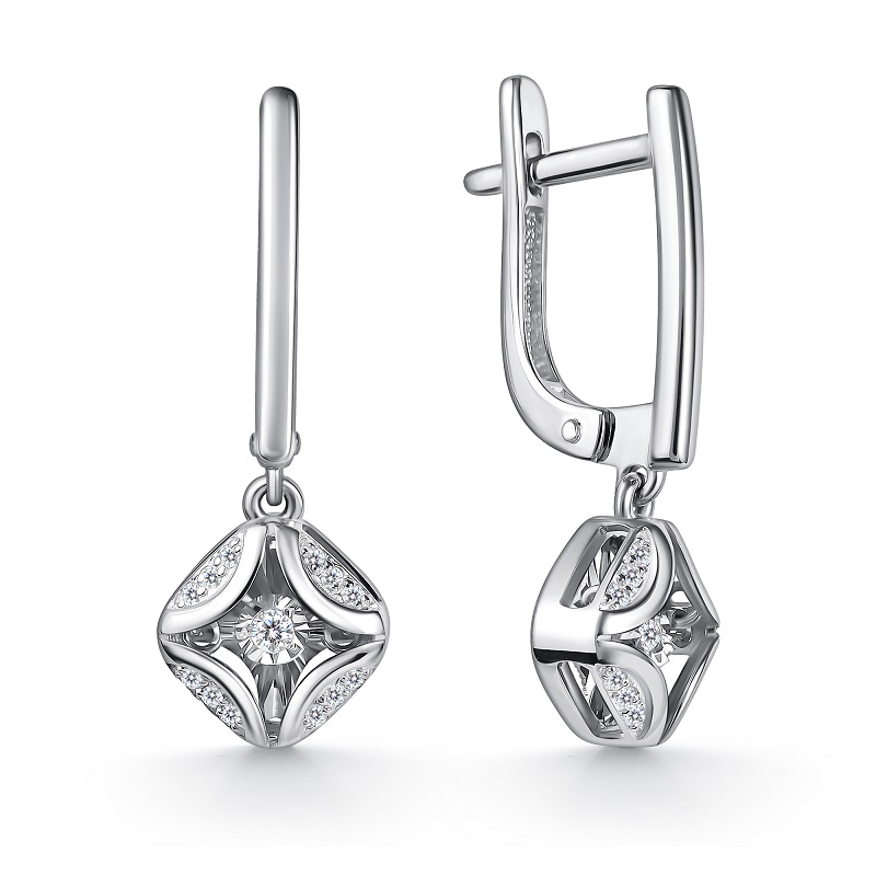 Серьги из белого золота с бриллиантами Ювелирное изделие - Серьги из белого золота с бриллиантами в магазине Best-Gold 155003