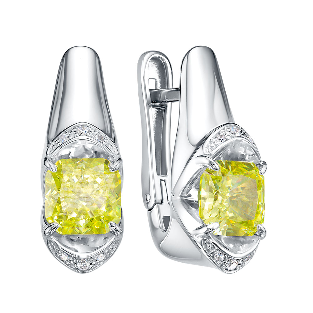 Ювелирное изделие - Серьги из серебра с бриллианитами и фианитами в магазине Best-Gold 157992