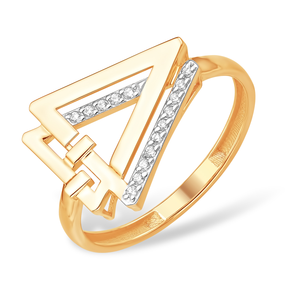 Кольцо из красного золота с фианитами