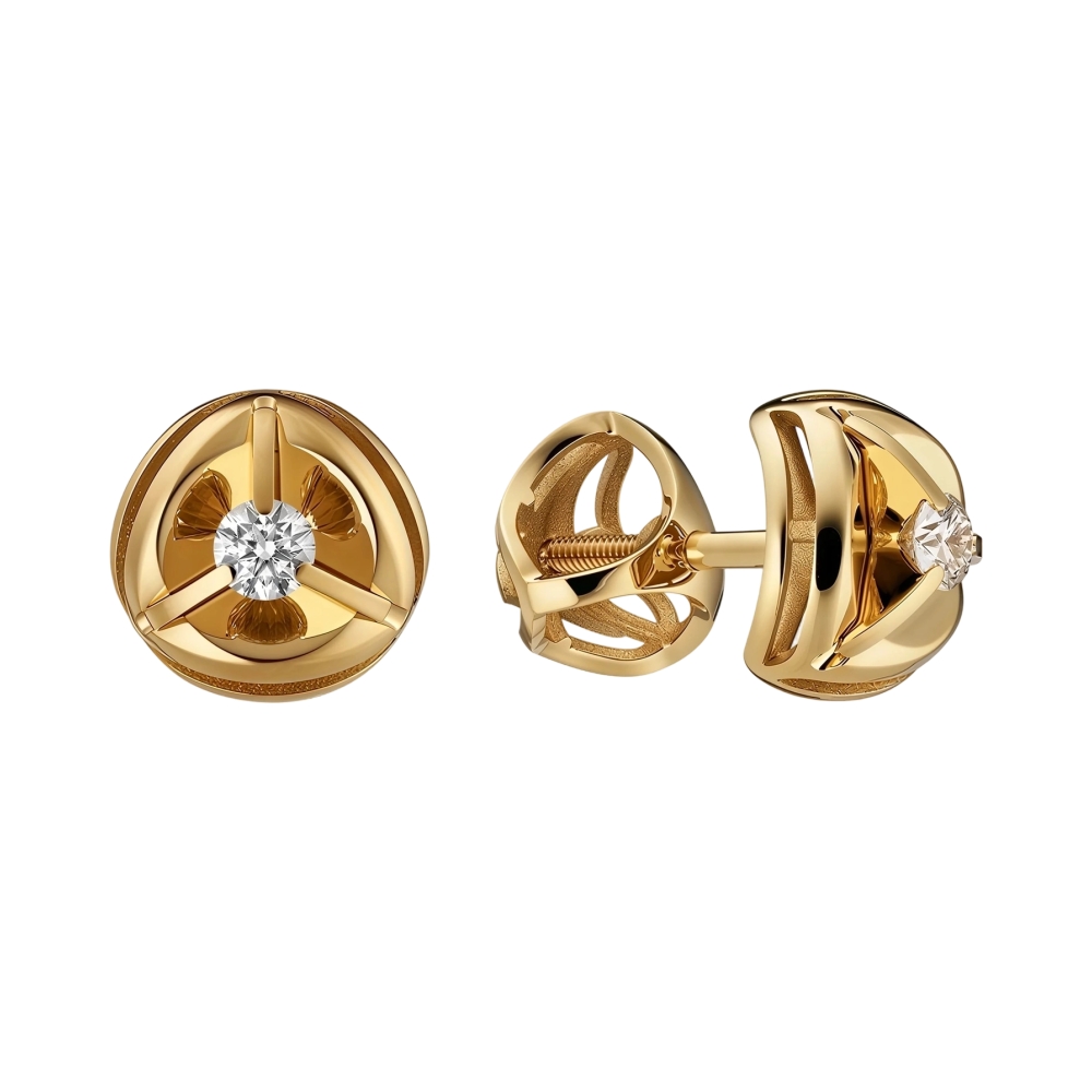 Серьги из желтого золота с бриллиантами Ювелирное изделие - Серьги из желтого золота с бриллиантами в магазине Best-Gold 156211