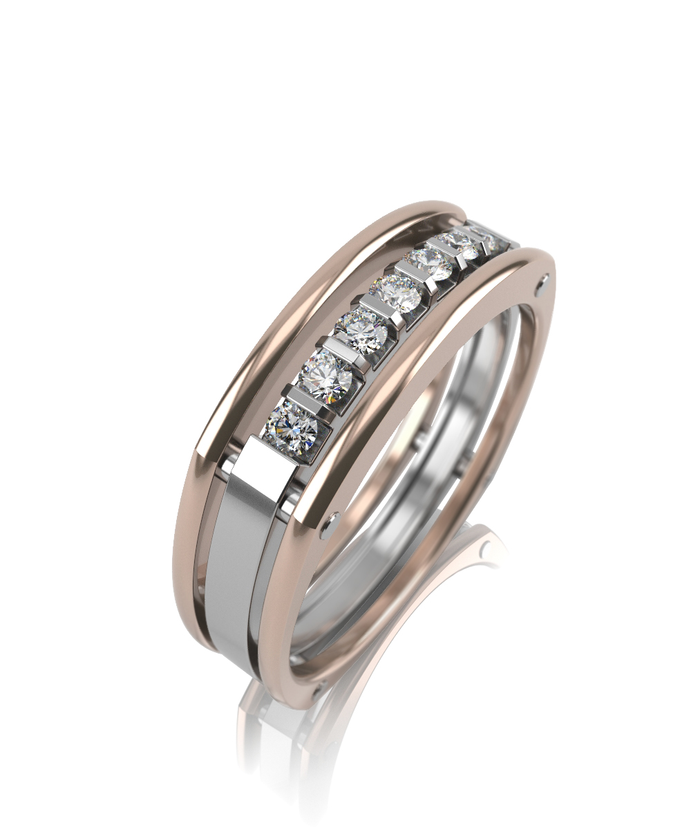 Обручальное кольцо из комбинированного золота с бриллиантами Ювелирное изделие - Обручальное кольцо из комбинированного золота с бриллиантами в магазине Best-Gold 124822