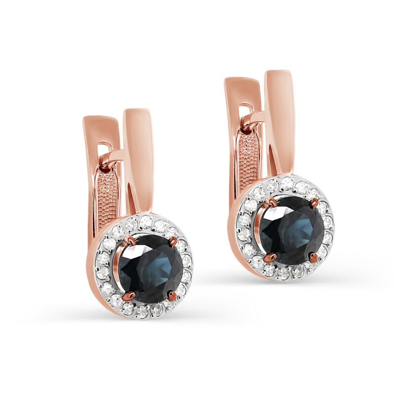 Ювелирное изделие - Серьги из красного золота с бриллиантами и сапфирами в магазине Best-Gold 141756