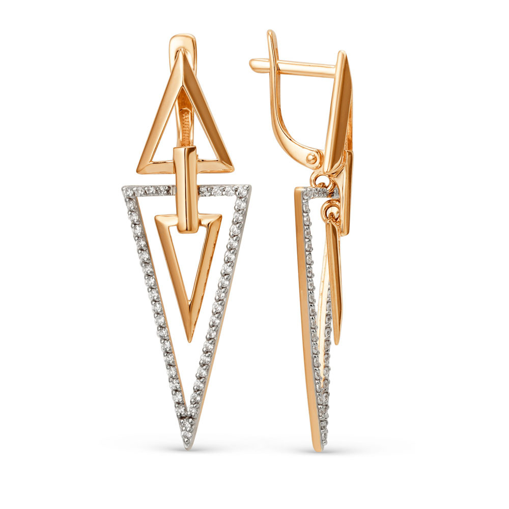 Серьги из красного золота с фианитами Ювелирное изделие - Серьги из красного золота с фианитами в магазине Best-Gold 046188