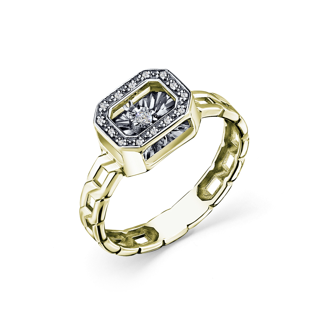 Ювелирное изделие - Кольцо из желтого золота с бриллиантами в магазине Best-Gold 140252