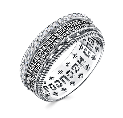 Кольцо из серебра с фианитами "Богородице Дево, радуйся" Ювелирное изделие - Кольцо из серебра с фианитами "Богородице Дево, радуйся" в магазине Best-Gold 087402