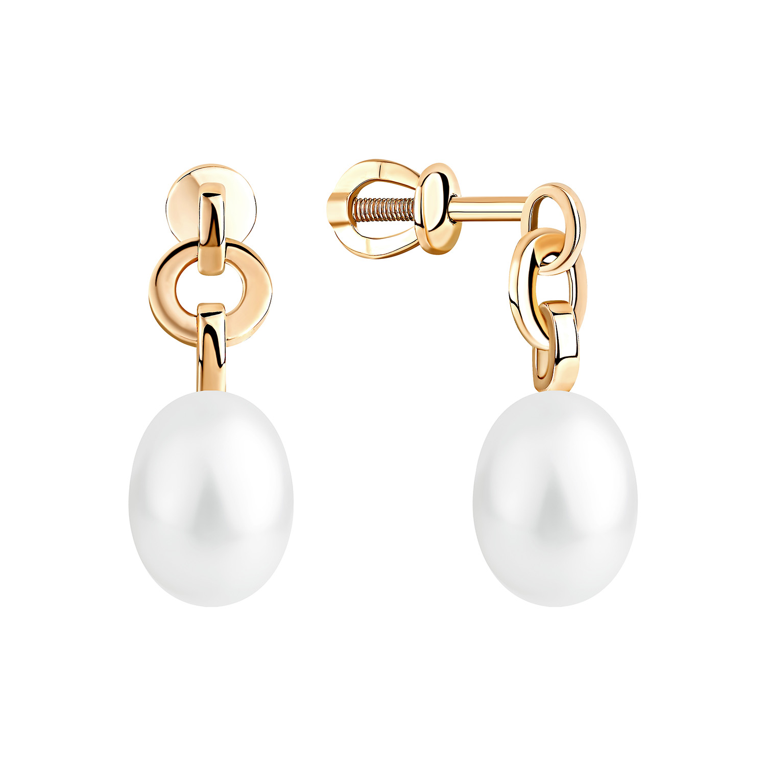 Ювелирное изделие - Серьги из красного золота с жемчугом в магазине Best-Gold 044896