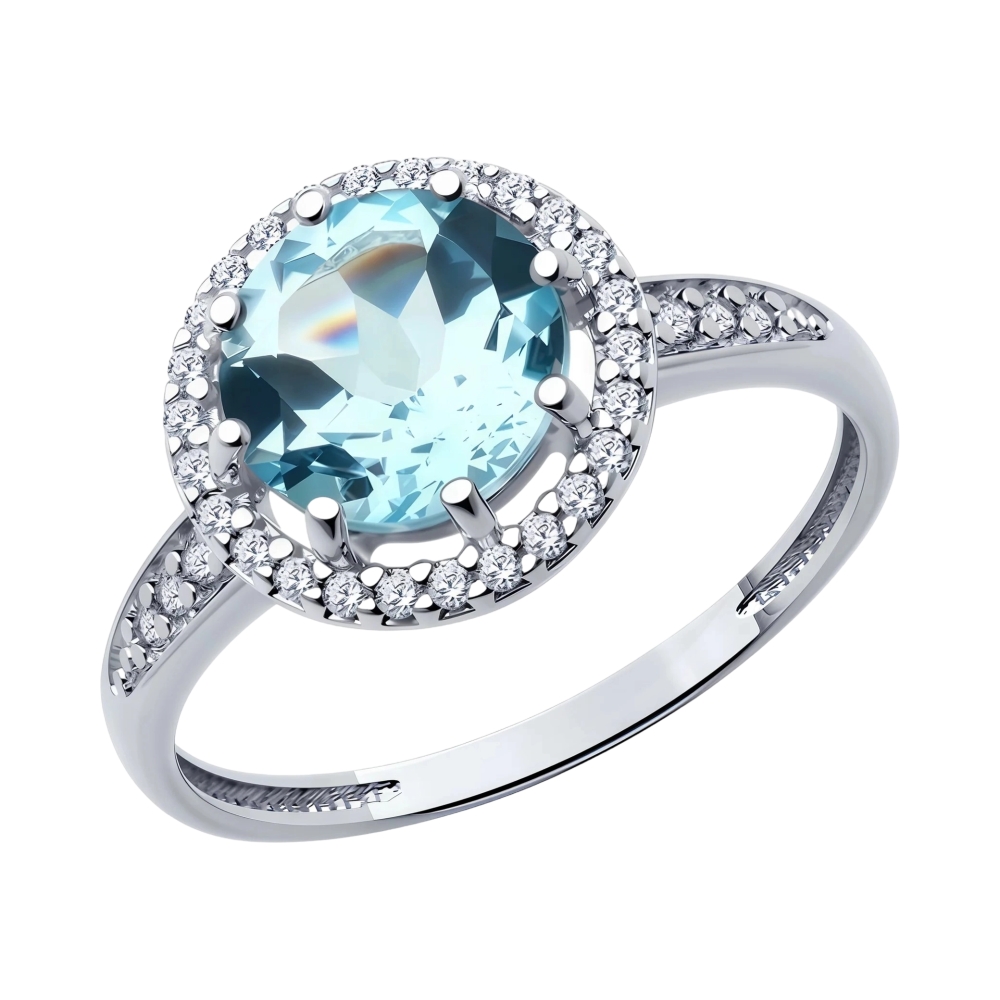 Ювелирное изделие - Кольцо из серебра с топазом и фианитами в магазине Best-Gold 152538