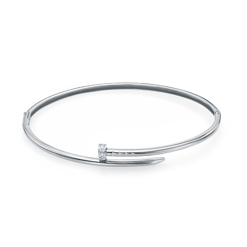 Браслет жесткий из белого золота с фианитами Ювелирное изделие - Браслет жесткий из белого золота с фианитами в магазине Best-Gold 142546