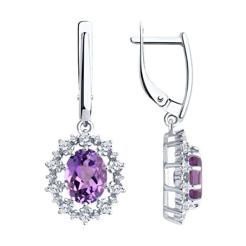 Серьги из серебра с аметистом и фианитами Ювелирное изделие - Серьги из серебра с аметистом и фианитами в магазине Best-Gold 152571