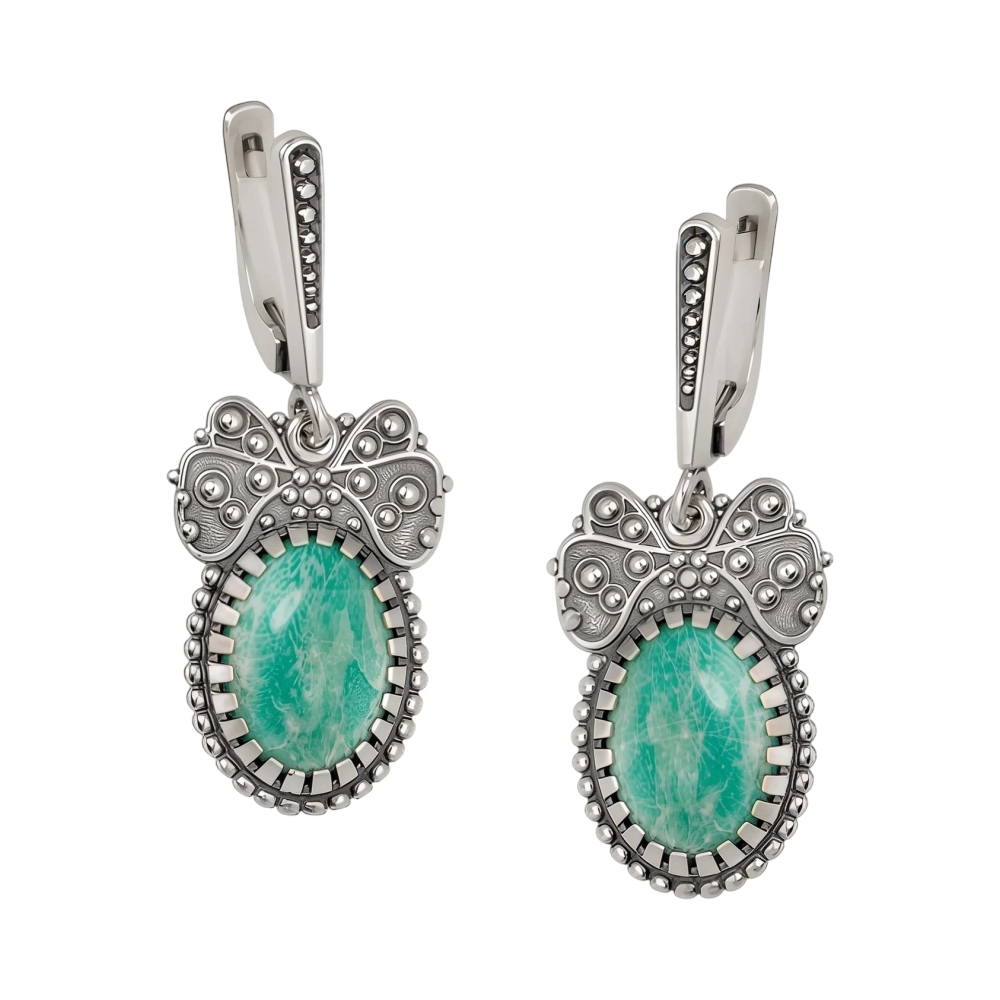 Серьги из серебра с цоизитом Ювелирное изделие - Серьги из серебра с цоизитом в магазине Best-Gold 153127