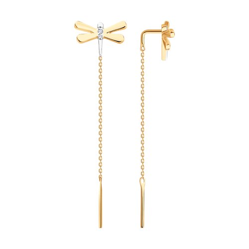 Серьги из красного золота с фианитами Ювелирное изделие - Серьги из красного золота с фианитами в магазине Best-Gold 149775