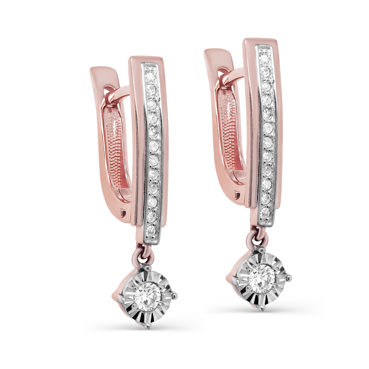 Ювелирное изделие - Серьги из красного золота с бриллиантами в магазине Best-Gold 076751