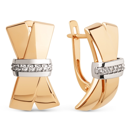 Серьги в красном золоте с фианитами Ювелирное изделие - Серьги в красном золоте с фианитами в магазине Best-Gold 129106