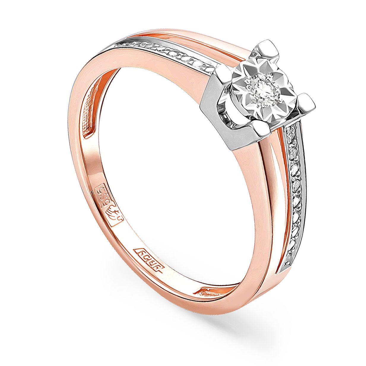 Кольцо из красного золота с бриллиантами Ювелирное изделие - Кольцо из красного золота с бриллиантами в магазине Best-Gold 027555