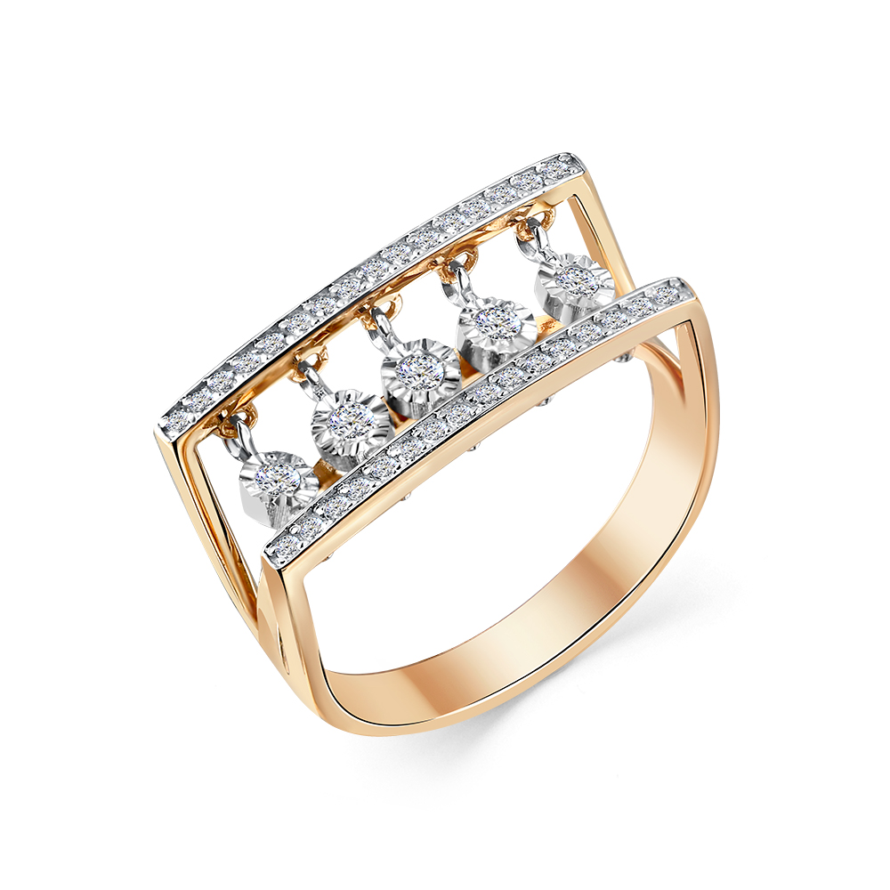 Ювелирное изделие - Кольцо из красного золота с бриллиантами в магазине Best-Gold 145573