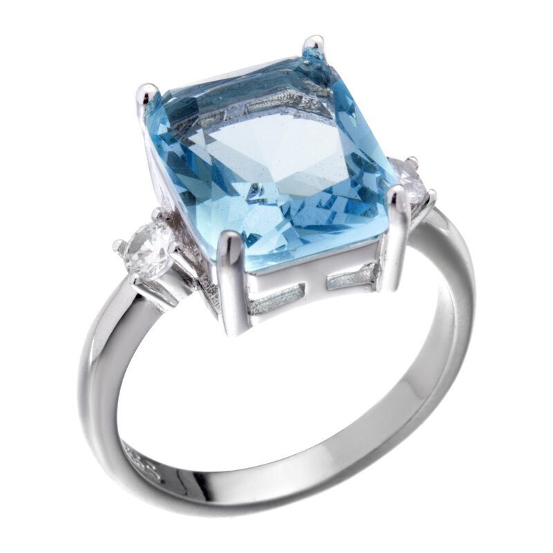 Кольцо из серебра с топазом и фианитами Ювелирное изделие - Кольцо из серебра с топазом и фианитами в магазине Best-Gold 129155