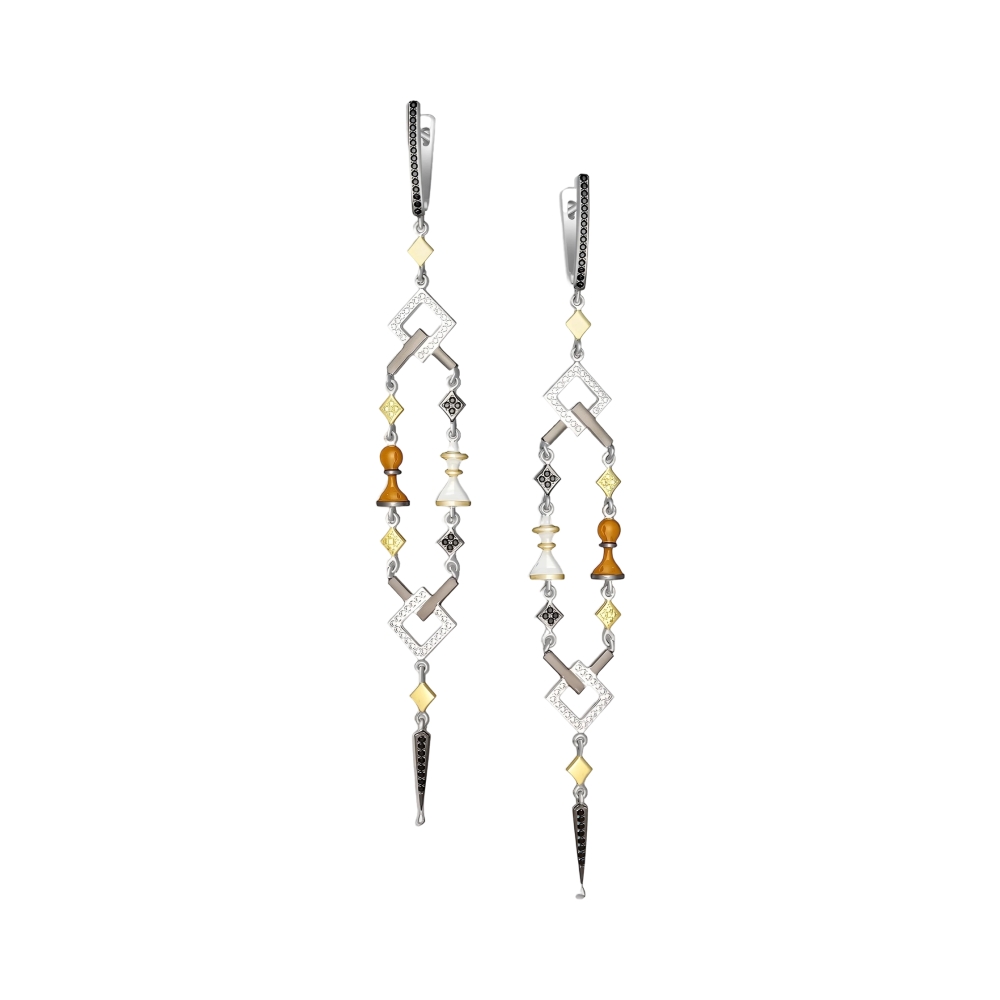 Серьги в серебре с фианитами Ювелирное изделие - Серьги в серебре с фианитами в магазине Best-Gold 128660