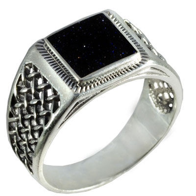 Ювелирное изделие - Мужская печатка из серебра с авантюрином в магазине Best-Gold 153341