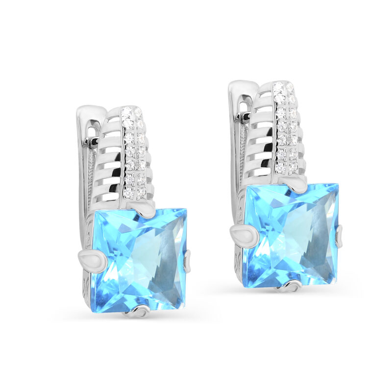 Серьги из серебра с фианитами и ситаллом Ювелирное изделие - Серьги из серебра с фианитами и ситаллом в магазине Best-Gold 099756
