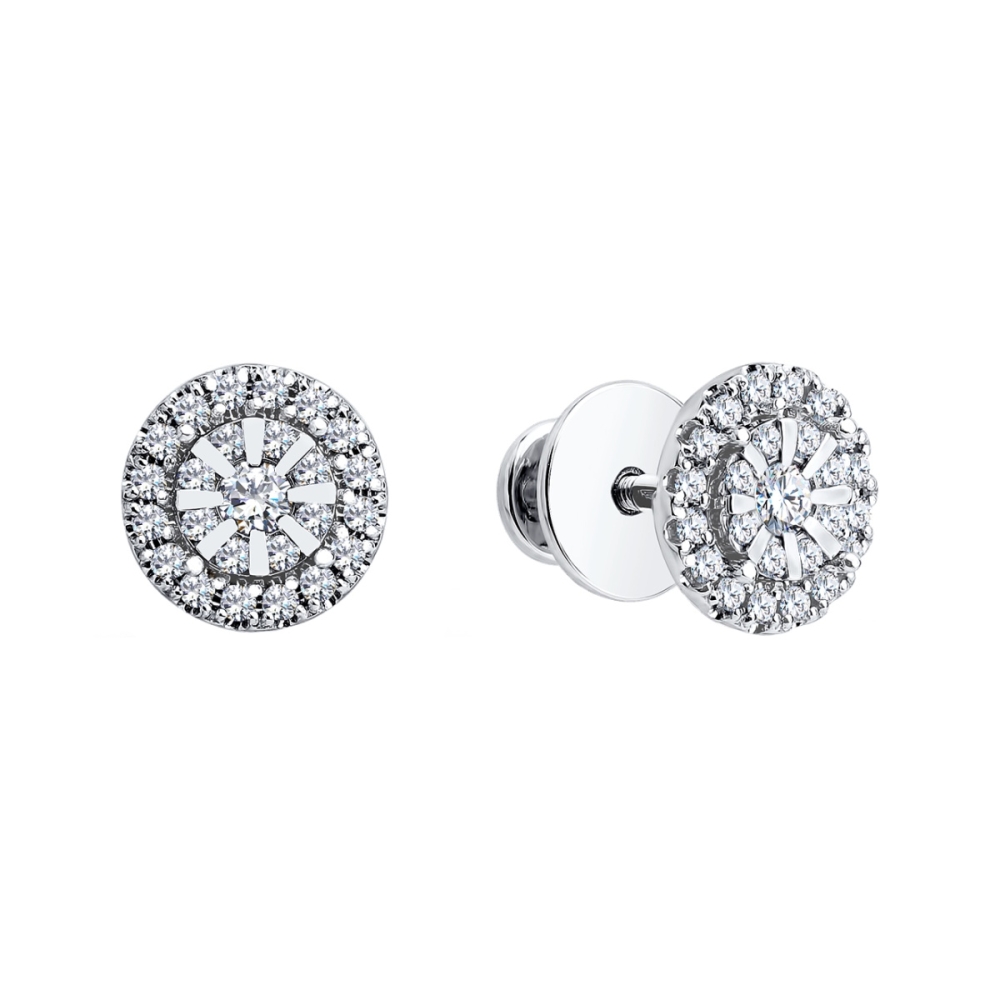 Серьги из белого золота с бриллиантами Ювелирное изделие - Серьги из белого золота с бриллиантами в магазине Best-Gold 151746