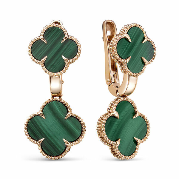 Ювелирное изделие - Серьги из красного золота с малахитами в магазине Best-Gold 034955