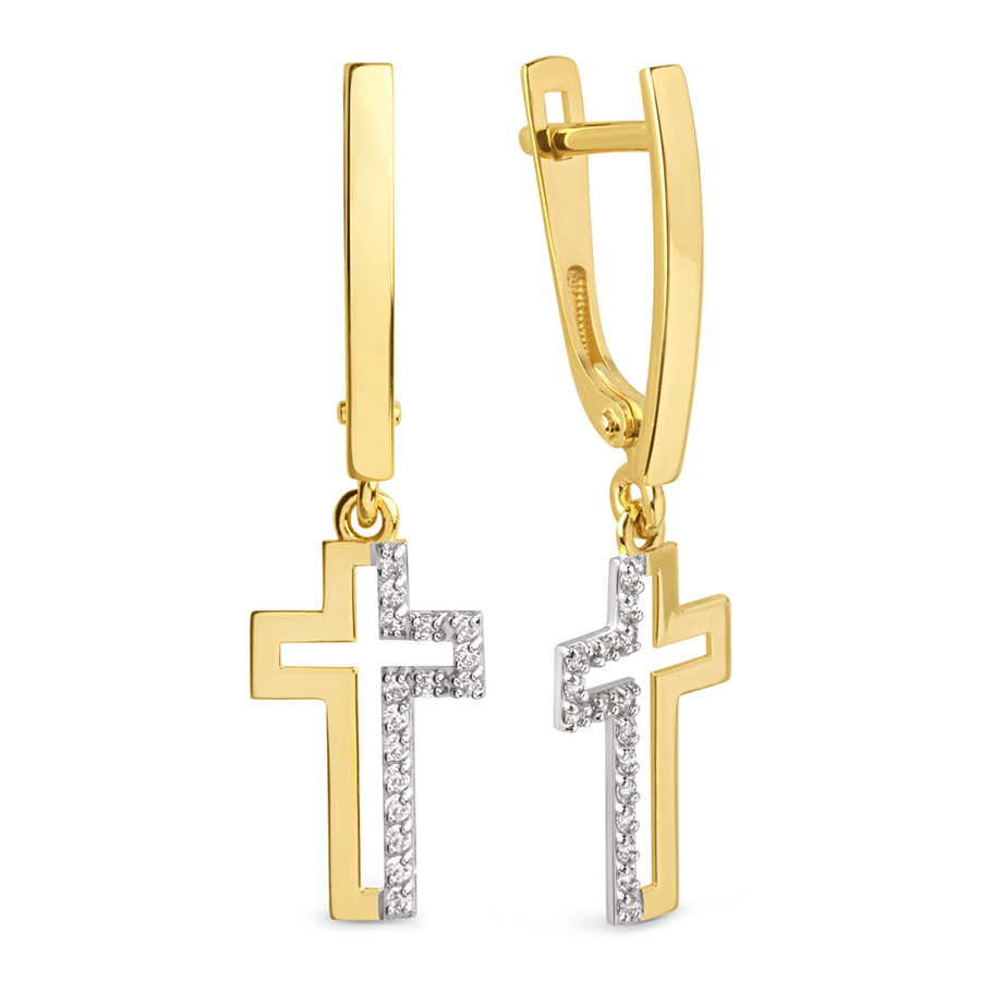 Серьги в желтом золоте с фианитами Ювелирное изделие - Серьги в желтом золоте с фианитами в магазине Best-Gold 129045