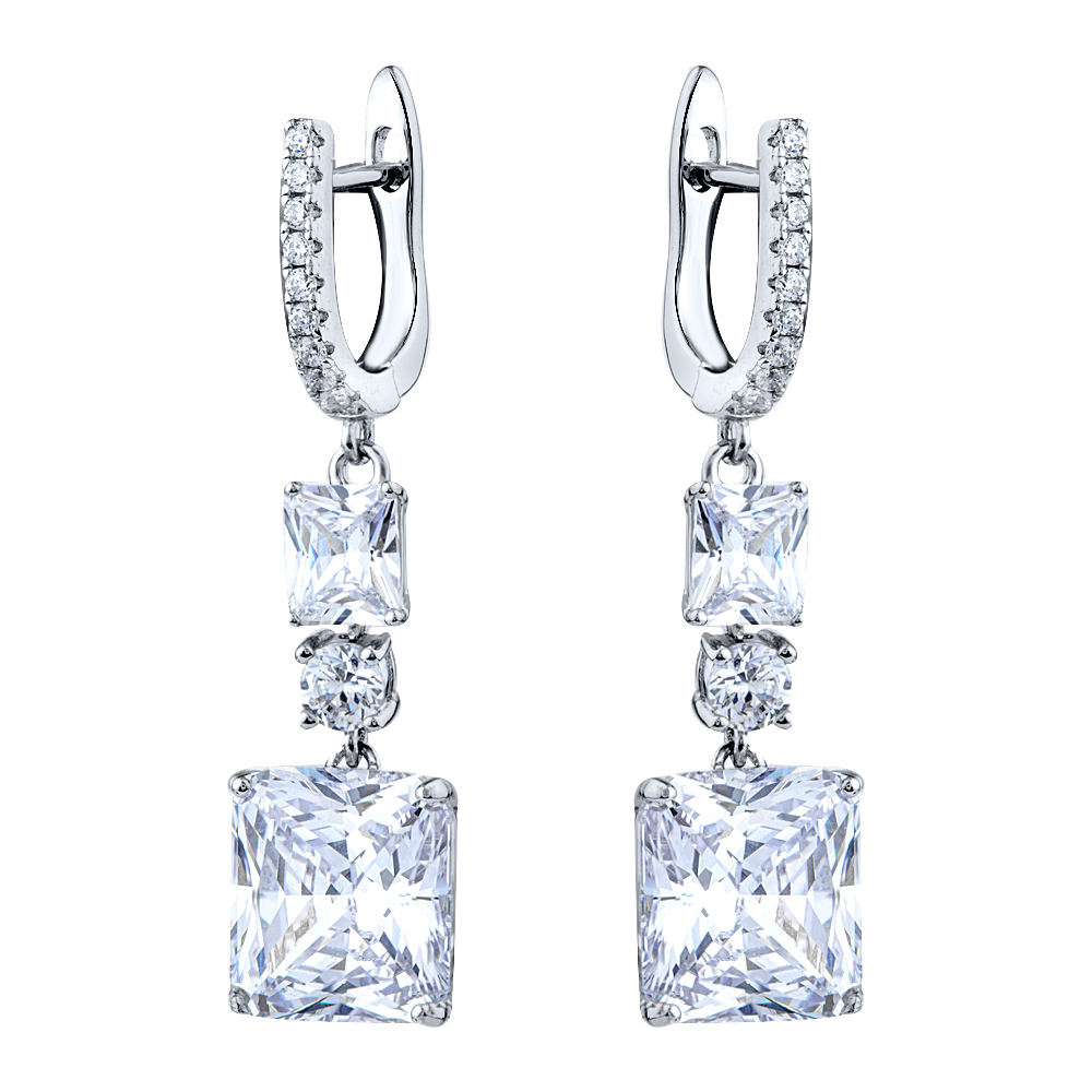 Ювелирное изделие - Серьги из серебра с цирконами в магазине Best-Gold 146591