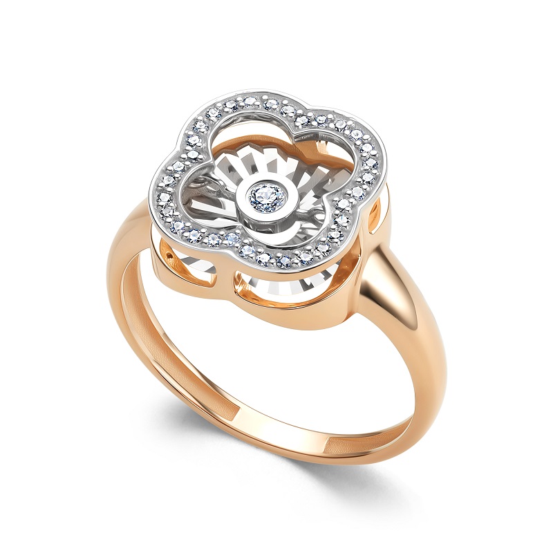 Кольцо из красного золота с бриллиантами Ювелирное изделие - Кольцо из красного золота с бриллиантами в магазине Best-Gold 154350